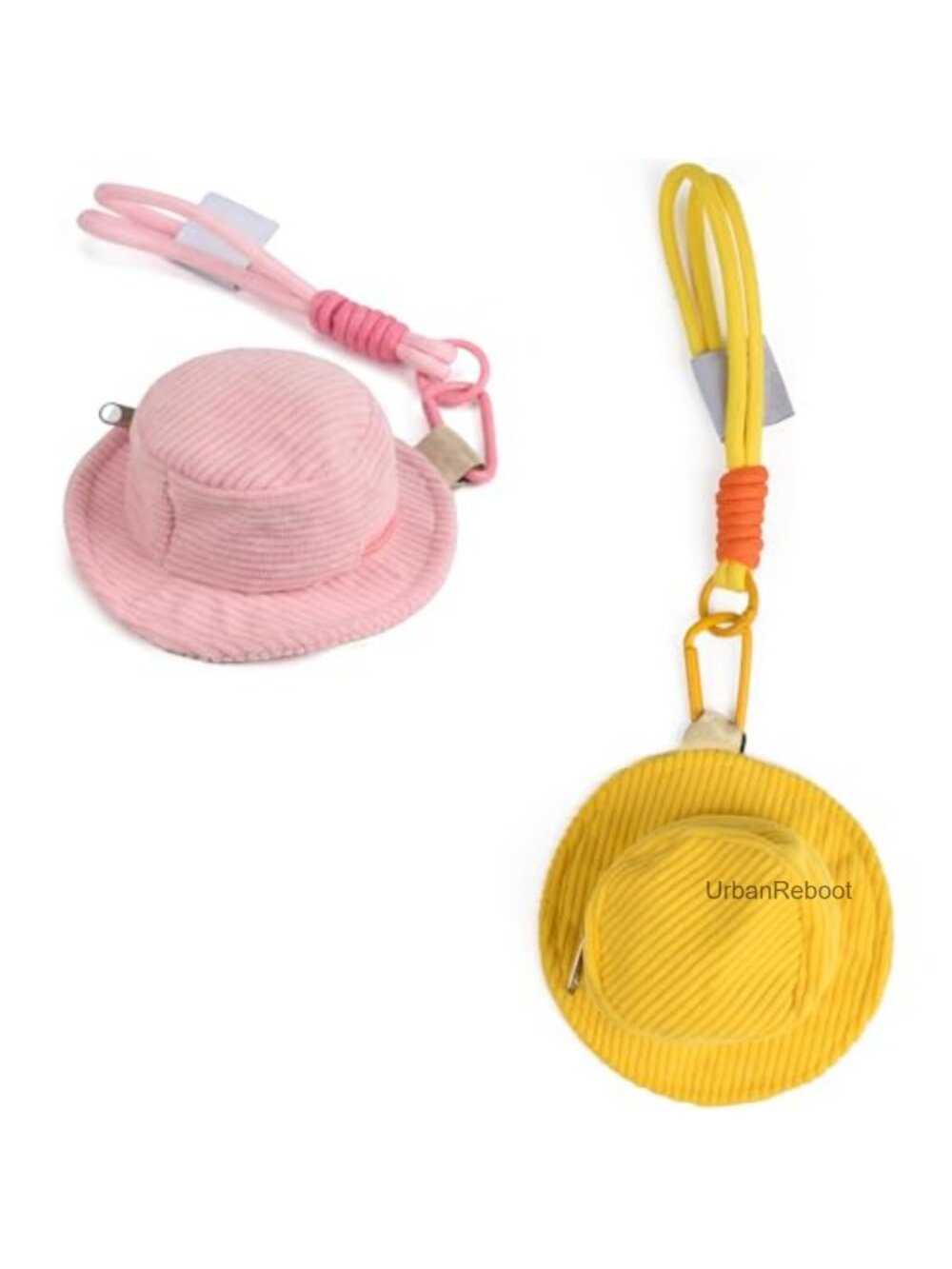 Corduroy Hat Coin Purse Keychain Zipper Pouch Mini Bag